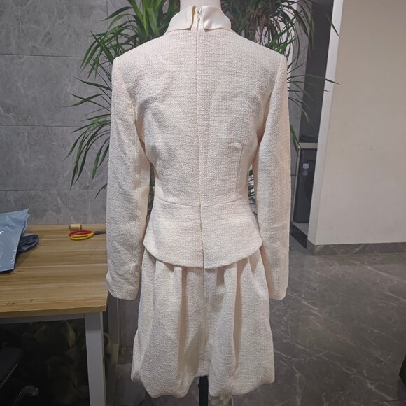 Self-Portrait cream Tweed dress with long sleeves - Picture 4 of 12